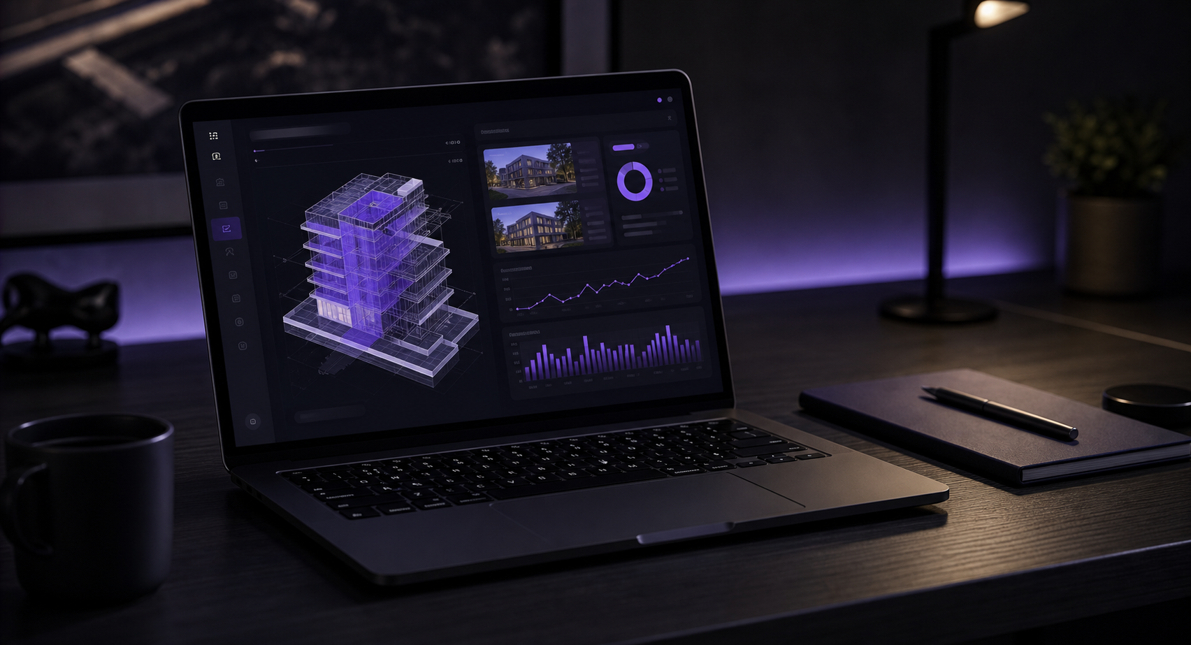 Dark building footprint analytics dashboard