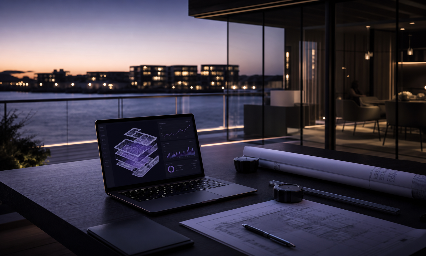 Waterfront real estate portfolio analytics workspace